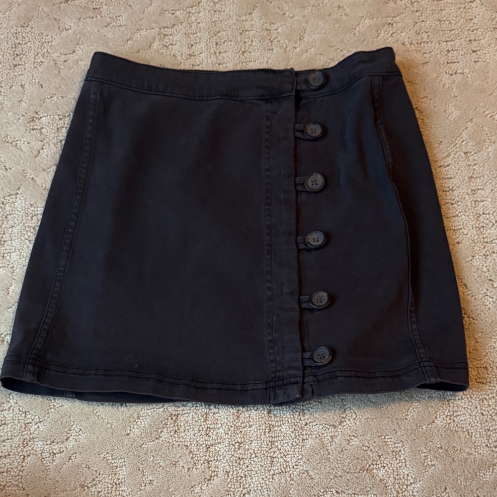 Altar'd State Black Button-Front Mini Skirt